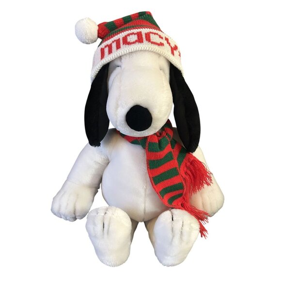 Vintage 21" Macys Snoopy Plush With Holiday Hat & Scarf - Picture 1 of 4